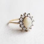 Vintage 9K goud cluster ring Opaal & CZ - Maat 16,25, Sieraden, Tassen en Uiterlijk, Ringen, Ophalen of Verzenden, Met edelsteen