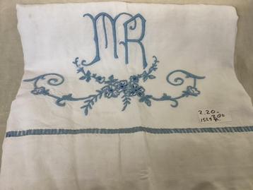 Linnen laken. uit Frankrijk met borduurwerk. vintage beschikbaar voor biedingen