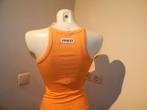 Stieglitz oranje basis top merklabel op de achterkant xs, Verzenden, Zo goed als nieuw, Zonder mouw, Maat 34 (XS) of kleiner
