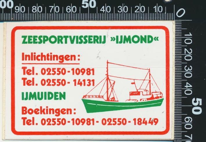 Sticker: Zeesportvisserij IJmond - IJmuiden, Verzamelen, Stickers, Zo goed als nieuw, Bedrijf of Vereniging, Ophalen of Verzenden