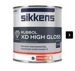 Sikkens rubbol XD high gloss 1L 9001 NIEUW, Doe-het-zelf en Verbouw, Verf, Beits en Lak, Wit, Nieuw, Ophalen of Verzenden, Verf