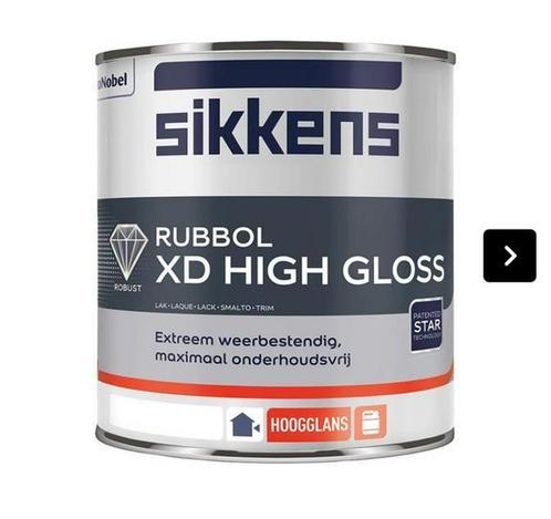Sikkens rubbol XD high gloss 1L 9001 NIEUW, Doe-het-zelf en Verbouw, Verf, Beits en Lak, Nieuw, Verf, Minder dan 5 liter, Wit