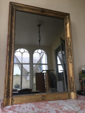 grote Bladouden Spiegel antiek 113 x 81 cm. Frans Empire beschikbaar voor biedingen