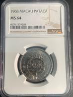 1968 Macau Pataca MS64 NGC, Postzegels en Munten, Munten | Nederland, Ophalen of Verzenden, Overige waardes, Losse munt, Zilver