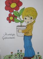 Hartelijk gefeliciteerd - meisje met plant - nieuw, Verzenden, 1980 tot heden, Ongelopen, Kinderen