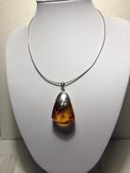 zilveren spang met grove barnsteen met zilver, Sieraden, Tassen en Uiterlijk, Kettingen, Verzenden, Zo goed als nieuw, Met edelsteen