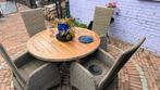 Mooie ronde tuintafel met stoelen - 1 jaar oud, Tuin en Terras, Ophalen, 4 zitplaatsen, Eettafel, Zo goed als nieuw