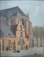 Mooi schilderij van Johann Bode (Duitsland) : "'Kerkgezicht", Ophalen of Verzenden