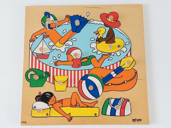 EDUCO houten puzzel school educatief schoolmateriaal Niek, Kinderen en Baby's, Speelgoed | Kinderpuzzels, Gebruikt, 10 tot 50 stukjes
