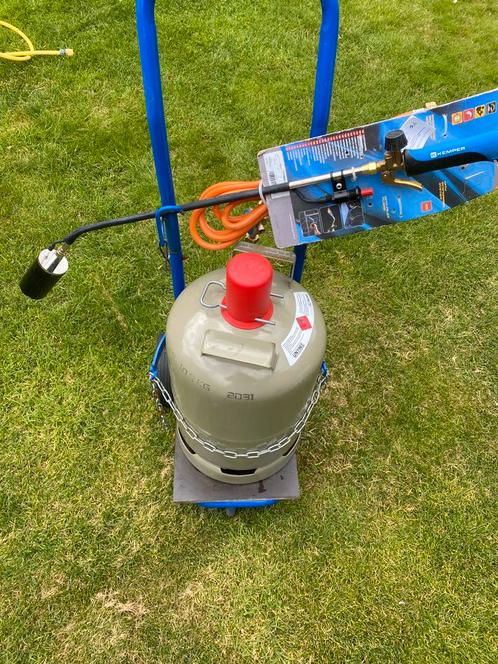 Onkruidbrander dakbrander gasbrander trolly en volle gasfles, Tuin en Terras, Onkruidbranders, Nieuw, Ophalen