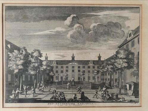 Antieke prent Amsterdam - Jan Goeree (1670-1731), Antiek en Kunst, Kunst | Etsen en Gravures, Ophalen of Verzenden