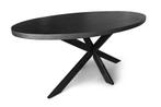 Ovale mango houten eettafel zwart 160cm, Ophalen, Zo goed als nieuw, Vijf personen of meer, Rond