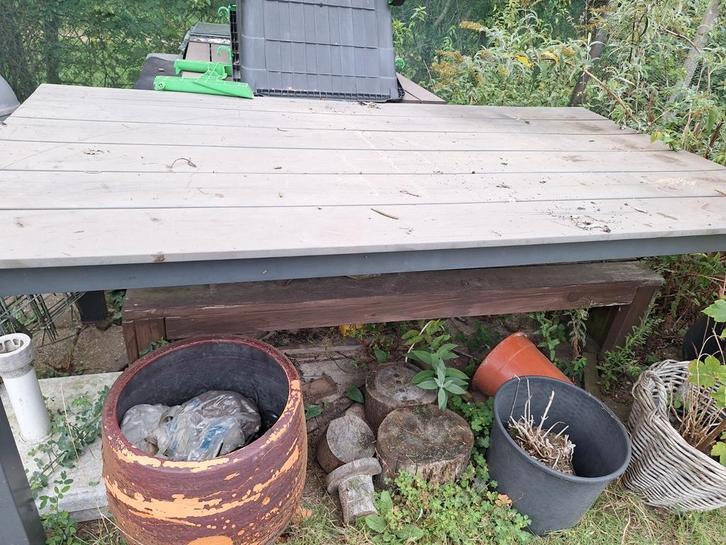 1 tuintafel  met stoelen, Tuin en Terras, Tuintafels, Gebruikt, Rechthoekig, Kunststof, Ophalen