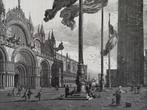 Originele houtgravure 1877 – Basiliek San Marcoplein Venetie, Verzenden