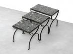 Set van 3 nesttafels – smeedijzer & onyx bladen (salontafel), Overige materialen, Minder dan 55 cm, -, -