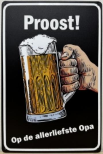 Metalen wandbord proost op de allerliefste opa beschikbaar voor biedingen