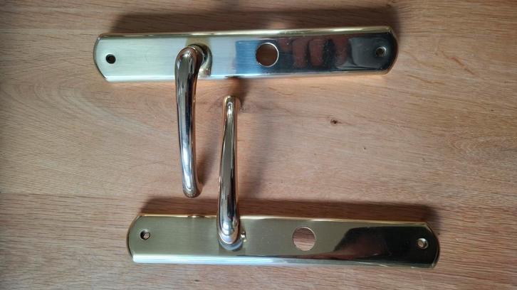 Set messing deurschilden Valli&Colombo, Doe-het-zelf en Verbouw, Hang- en Sluitwerk, Nieuw, Slot, Koper of Messing, Ophalen of Verzenden