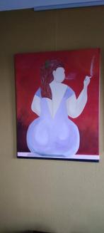 Acryl Schilderij Rokende Vrouw, Antiek en Kunst, Ophalen