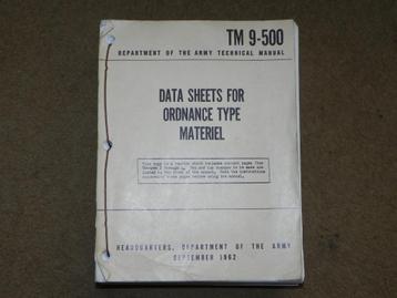 US army ordnance data sheet boekwerk TM 9 500 manual beschikbaar voor biedingen