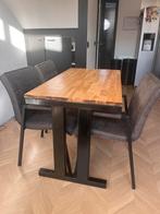Industriële eettafel met 3 stoelen van de Bommel, Huis en Inrichting, Tafels | Eettafels, Ophalen, Gebruikt, 100 tot 150 cm, 50 tot 100 cm