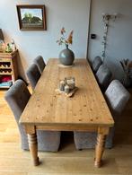 Grenen eettafel voor 8 personen - 250x100cm, Ophalen, Gebruikt, 100 tot 150 cm, 200 cm of meer