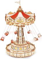 Robotime - Swing ride - Houten modelbouw - LED - Muziekdoos, Verzenden, Nieuw