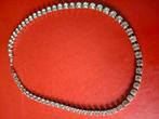 Vintage kristal strass tennis ketting/choker, Ophalen of Verzenden, Zo goed als nieuw, Zilver, Overige materialen