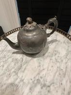 Oud tinnen theepotje met decoratie, Ophalen of Verzenden