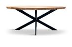 Ovale mangohouten eettafel 200x100 met zwarte spinpoot, Ophalen, 100 tot 150 cm, Ovaal, Nieuw