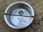 RVS spoelbak, wasbak compleet met 4 klemmen., Huis en Inrichting, Keuken | Keukenelementen, Ophalen, Gebruikt, 50 tot 100 cm, Minder dan 100 cm
