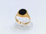 Gouden zegelring met Onyx, 18,5 mm., 18 tot 19, Gebruikt, Info@zilverwebsite.nl, Verzenden