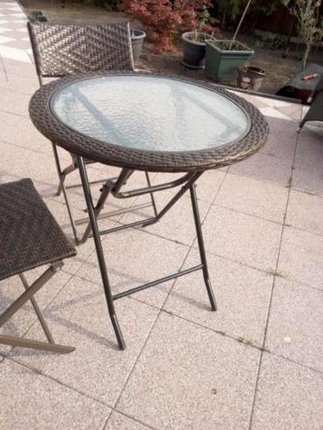 Bruin polyRotan tuin/balkon set, inklap ronde tafel 2 stoel beschikbaar voor biedingen