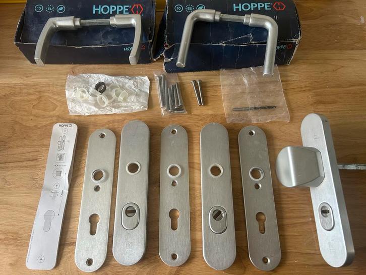 Hoppe Deurbeslag, Doe-het-zelf en Verbouw, Hang- en Sluitwerk, Zo goed als nieuw, Klink of Kruk, Rvs, Ophalen of Verzenden