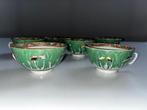 6 old Chinese porcelain cups cabbage fam. verte butterflies, Ophalen of Verzenden