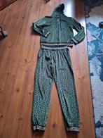 Pak set fluweel groen luipaardprint maat m l, Ophalen of Verzenden, Gedragen, Maat 38/40 (M), Groen