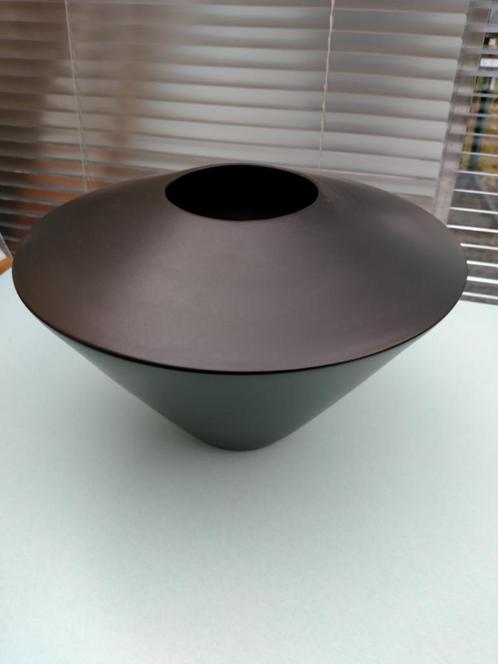 Grote Art Deco aardewerk vaas van Claude Dumas, Huis en Inrichting, Woonaccessoires | Vazen, Zo goed als nieuw, Zwart, Minder dan 50 cm