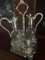 Barok verzilverd azijn/olie set, Antiek en Kunst, Antiek | Glas en Kristal, Ophalen of Verzenden