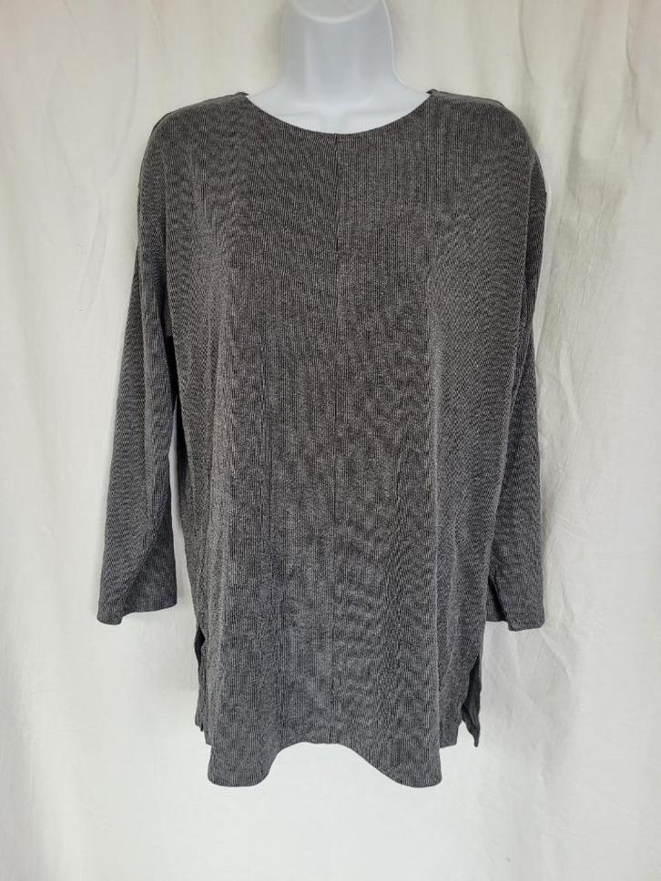 Grappig grijs gestreept damesshirt mt L merk Coco Star, Kleding | Dames, T-shirts, Zo goed als nieuw, Maat 42/44 (L), Zwart, Lange mouw