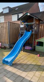 Jungle gym Houten speelhuisje+glijbaan 1.20 breed 2.70 hoog., Ophalen, Gebruikt, Hout