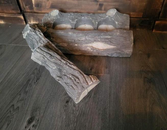 Keramisch hout 2-delig voor sfeerhaard of andere decoratie, Huis en Inrichting, Haarden, Zo goed als nieuw, Overige soorten, Ophalen of Verzenden