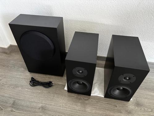 Buchardt S300MKII, SUB10 en stands compleet met dozen, Audio, Tv en Foto, Luidsprekers, Zo goed als nieuw, Front, Rear of Stereo speakers