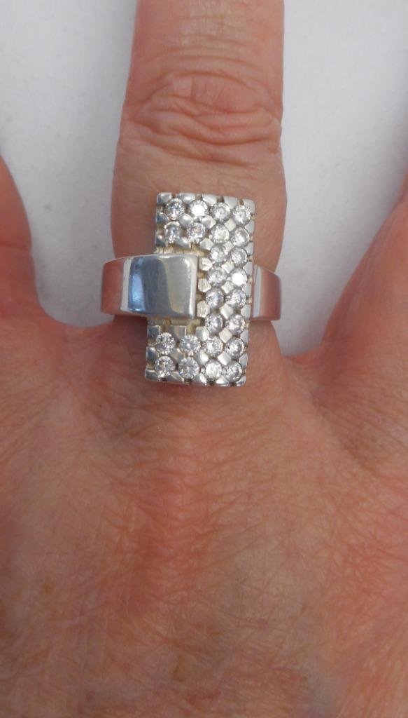 Zilveren mooie ring met steentjes maat 17.75 nr.1573, Sieraden, Tassen en Uiterlijk, Ringen, Gebruikt, Dame, 17 tot 18, Zilver