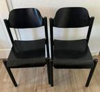 2 vintage design Zwarte beukenhouten stoelen, Huis en Inrichting, Stoelen, Ophalen, Twee, Zwart, Zo goed als nieuw