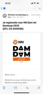 NN Dam tot Damloop startbewijs (10 mijl), Tickets en Kaartjes, Eén persoon, Overige soorten, Overige typen