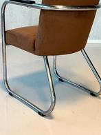 Jaren 30 armstoel vintage sledestoel buisframe bauhaus stoel, Ophalen, Gebruikt, Bauhaus, Bruin