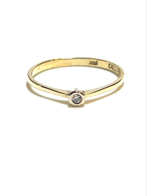 14k gouden ring met een diamant, Sieraden, Tassen en Uiterlijk, Ringen, Zo goed als nieuw, Dame, Kleiner dan 17, Goud, Goud, Met edelsteen