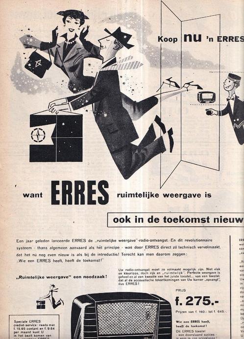 Retro reclame 1955 Erres radio Stokvis jaren 50, Verzamelen, Retro, Ophalen of Verzenden