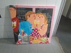 Dikke Dames schilderij 76x76 cm, Ophalen, Zo goed als nieuw, Schilderij, 75 cm of meer