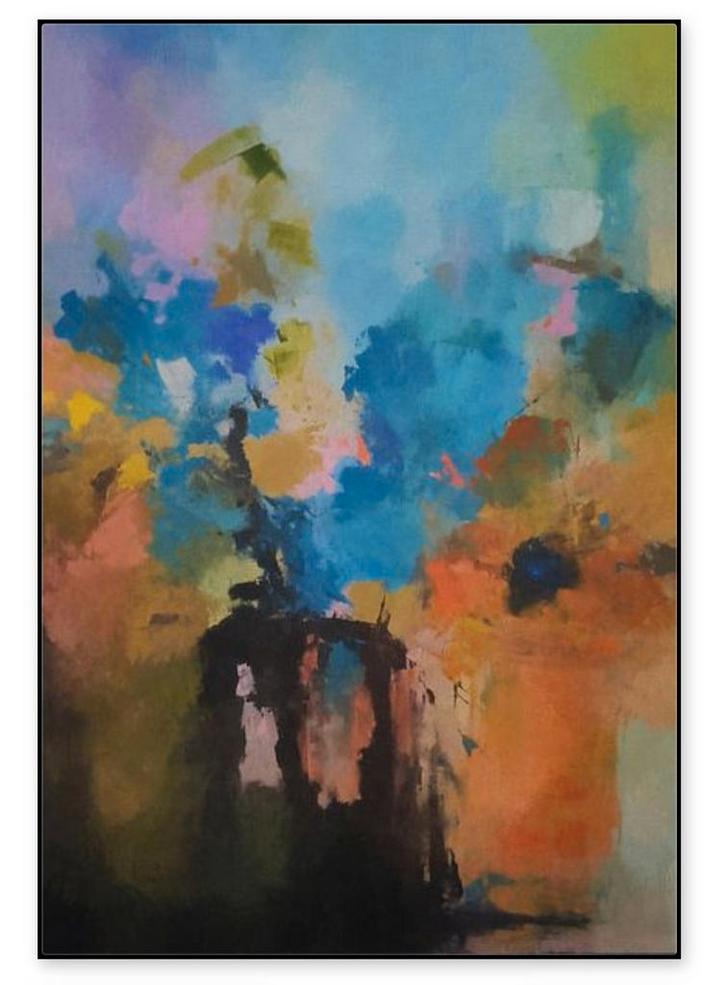 Werk aan de muur doek met art-frame, Antiek en Kunst, Kunst | Schilderijen | Abstract, Ophalen of Verzenden