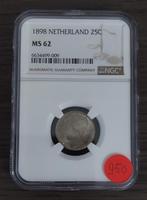 25 cent 1898 in slab NGC MS 62 voor 950 euro voor 800 euro, Postzegels en Munten, Munten | Nederland, Ophalen of Verzenden, Koningin Wilhelmina